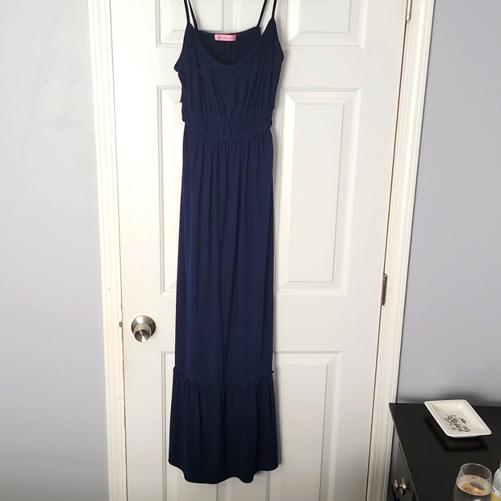 Blue maxi dress.